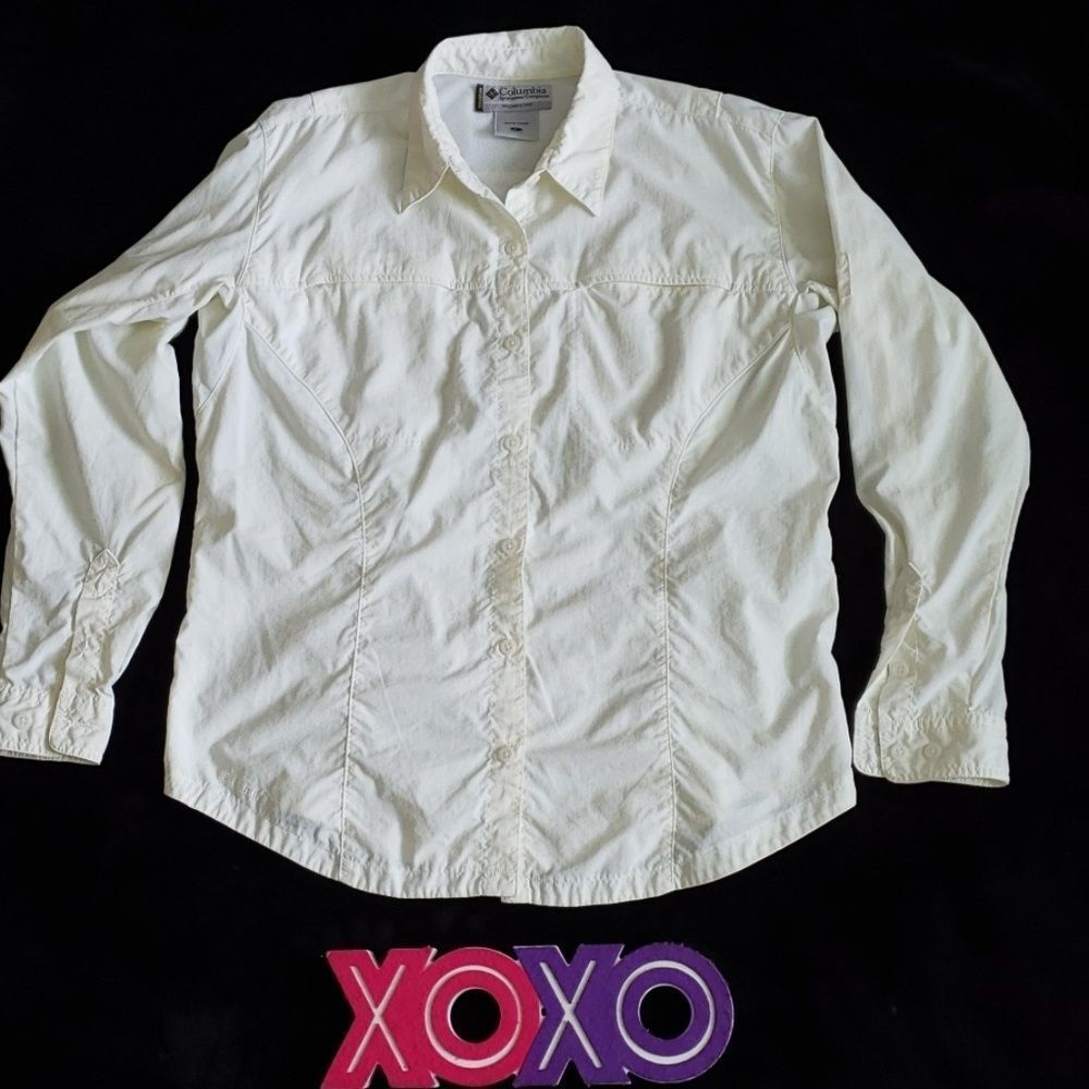 🩵COLUMBIA TITANIUM Womens L ivory long sleeve shirt